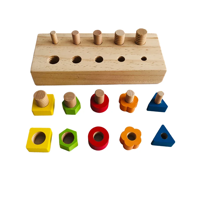 Montessori Nuts and Bolts Wood Screw Activity for Kids Fine Motor Skill Exercise Matching Game Early Childhood Educational Toys