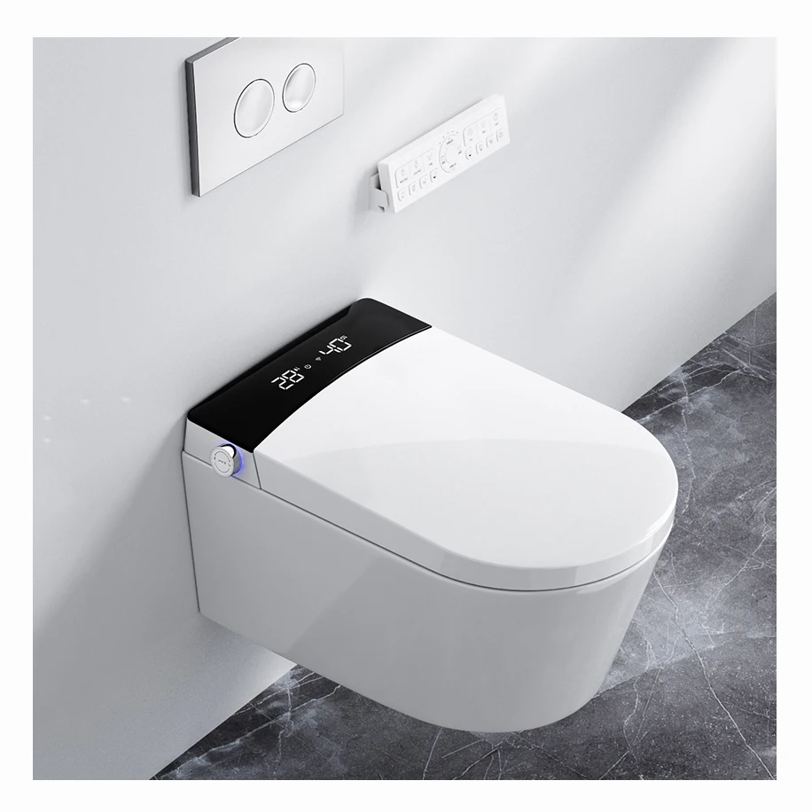 New Design Back To Wall Intelligent Wc Wall Hung Toilet Bowl Automatic Toilet Bidet Bathroom Wall Hung Smart Toilet