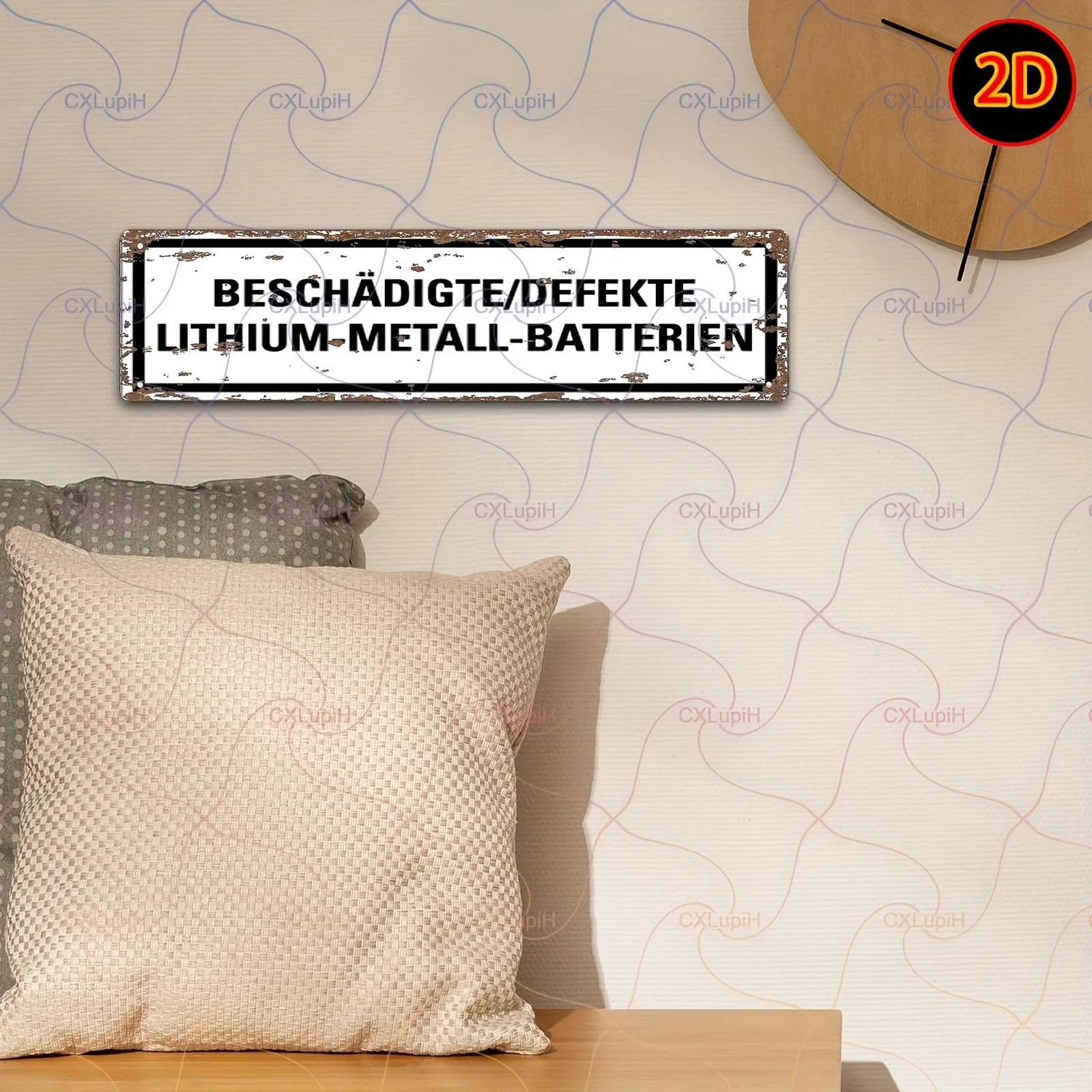 Custom Lithium Battery Warning Metal Sign Decor Only, Vintage Iron Wall Art Home Garage Workshop