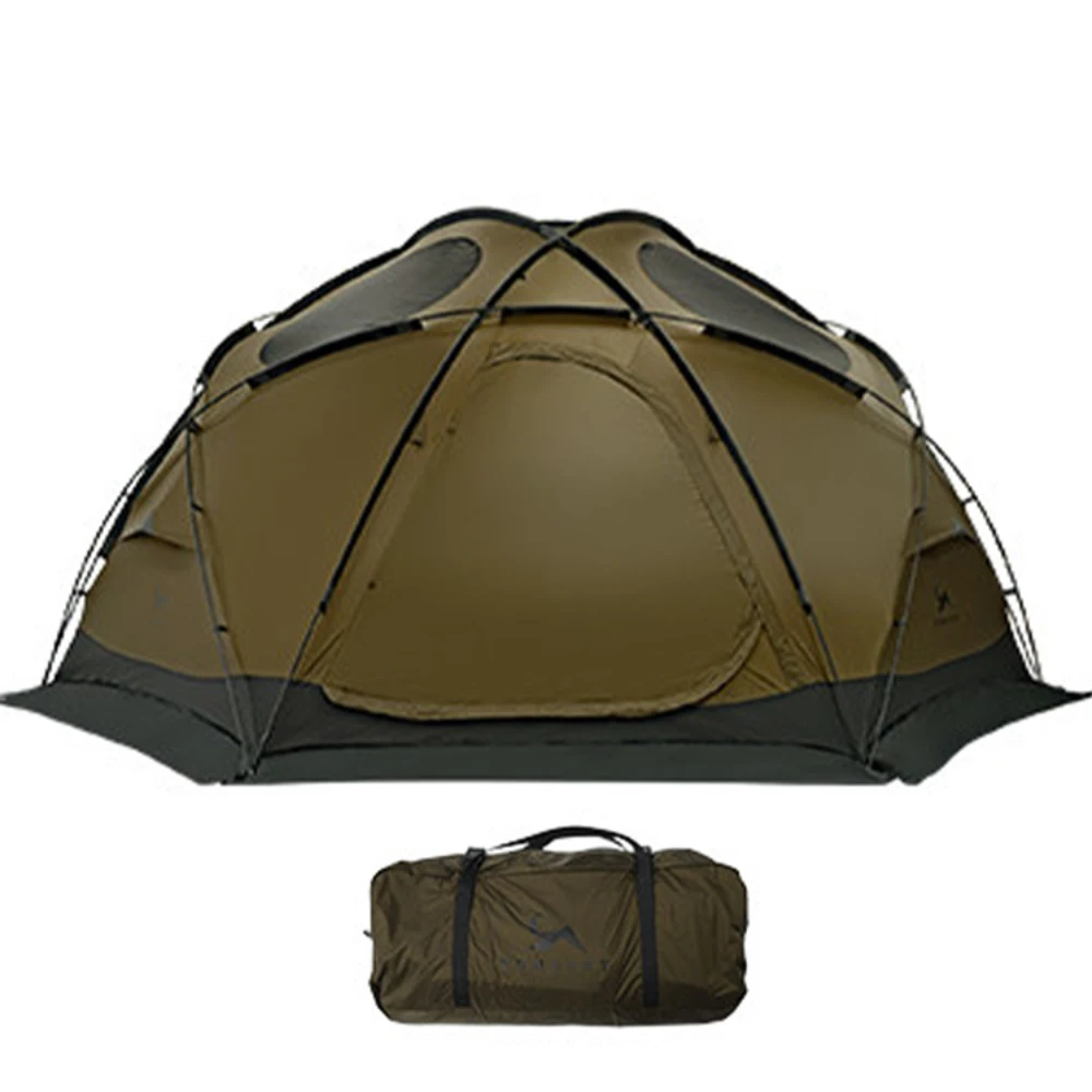 Outdoor Camping Tent 20D Nylon Ball Tent Large Space Cross Dome Family Travel Tent for 4-8 Person