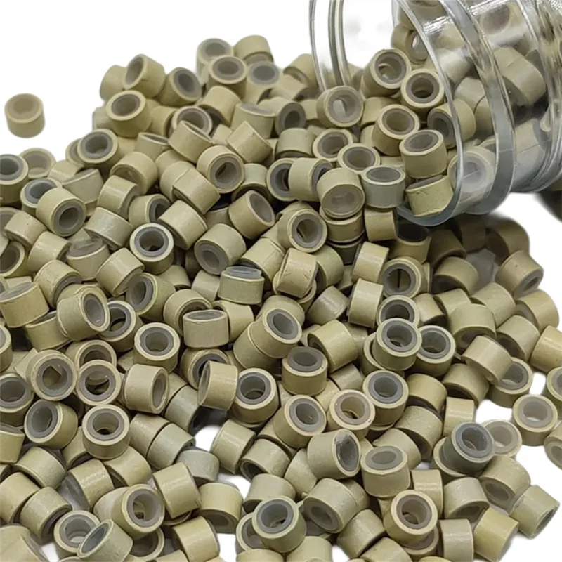 Wholesale 500pcs 4mm Silicone Lined Nano Micro Rings Aluminum Silicone Micro Ring Hair Extension Bead Human Hair Extensions