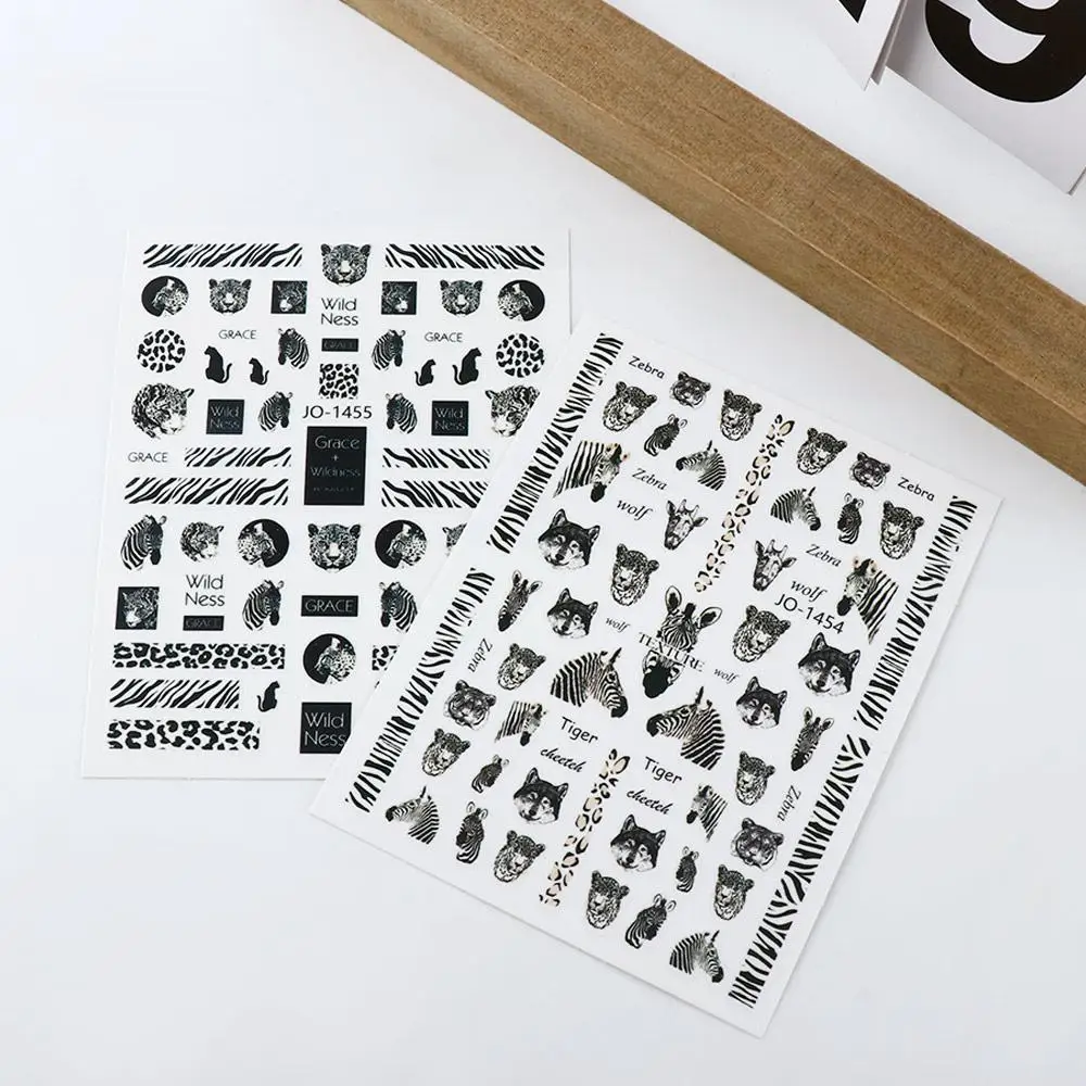 

Lion Manicure Animal Stickers DIY Nail Materials Leopard Nail Sticker Nail Art Decoration 3D Nail Stickers Adhesive Decals