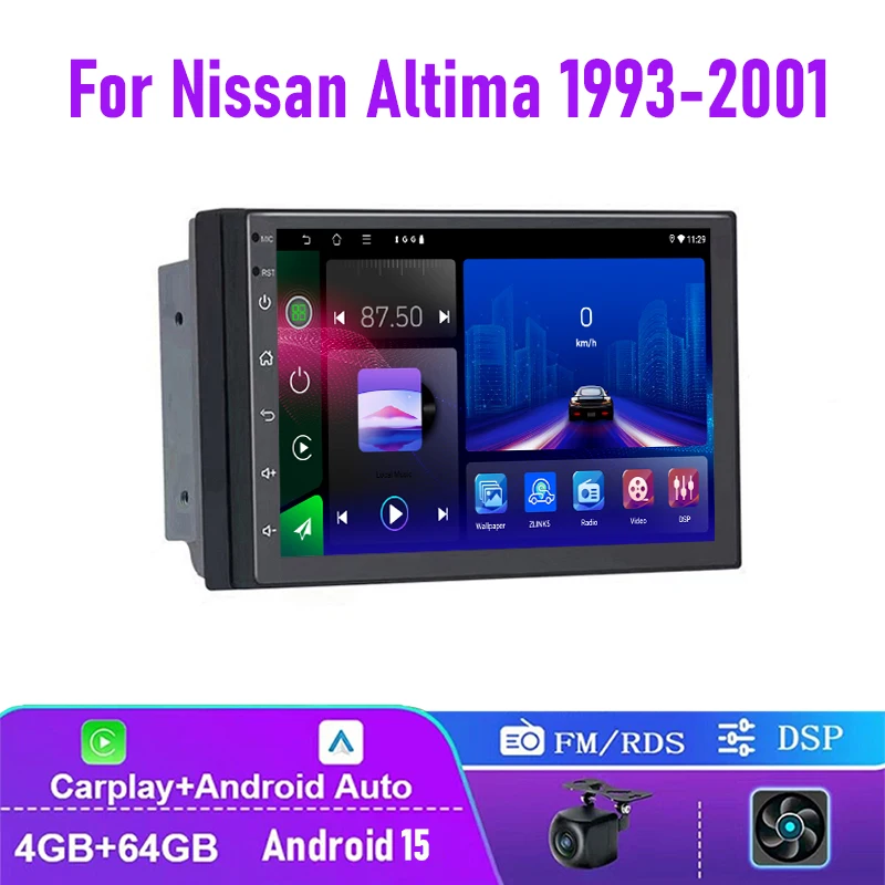 

7" 4+64GB For Nissan Altima 1993-2001 Car Radio Wireless Carplay Android Auto Head Unit FM BT