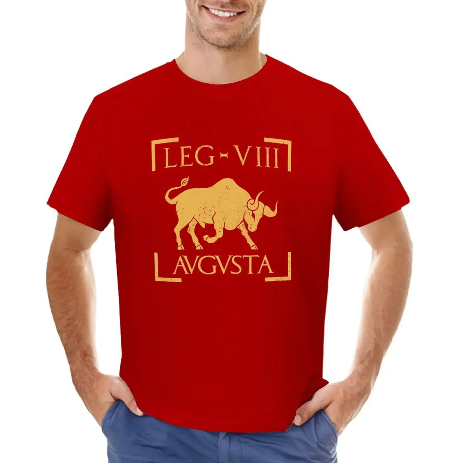 cute clothes heavyweights anime customs men clothings Legio VIII Augusta Bull Emblem Roman Legion T-shirt men clothing