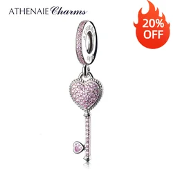 ATHENAIE 2 Colors 925 Sterling Silver Clear CZ Symbol Of Trust Pendant Drops Fit all European Charms Bracelet Necklace