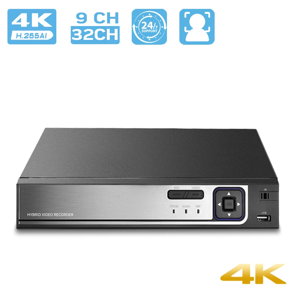 

BESDER H.265AI 4K UHD Output CCTV NVR 9CH 16CH 32CH 5MP Video Surveillance Network Recorder Motion Detect P2P Face Detection DVR