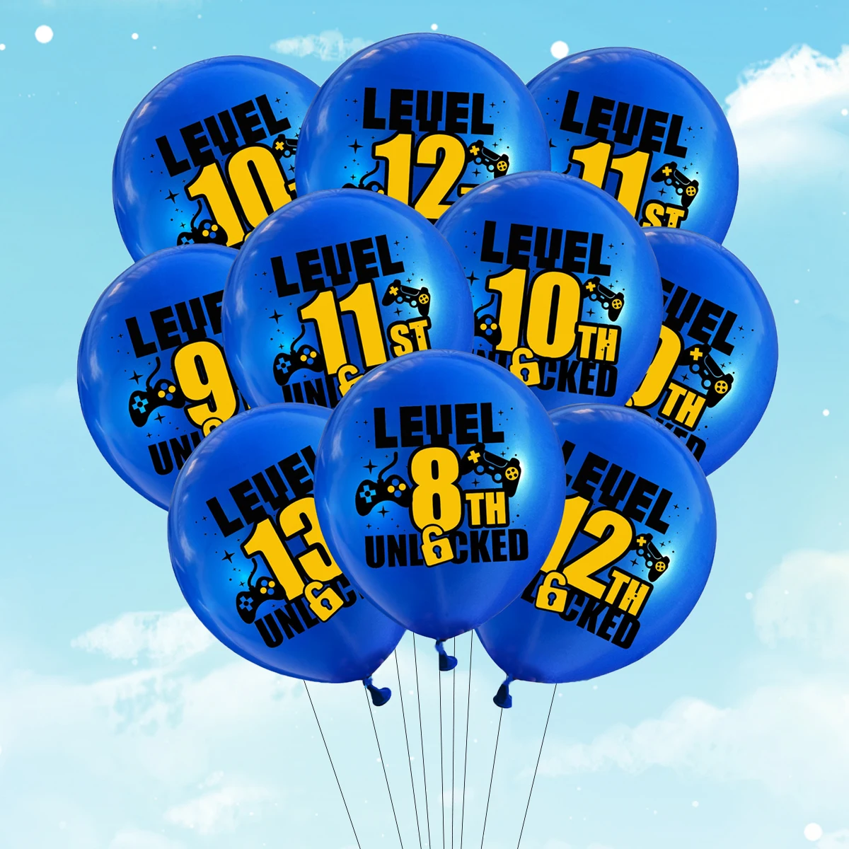 10pcs 12inch Blue Gamepad Number Latex Balloons 8th to 13th Birthday Game on Figure Theme Balloon Birthday Party Decorations