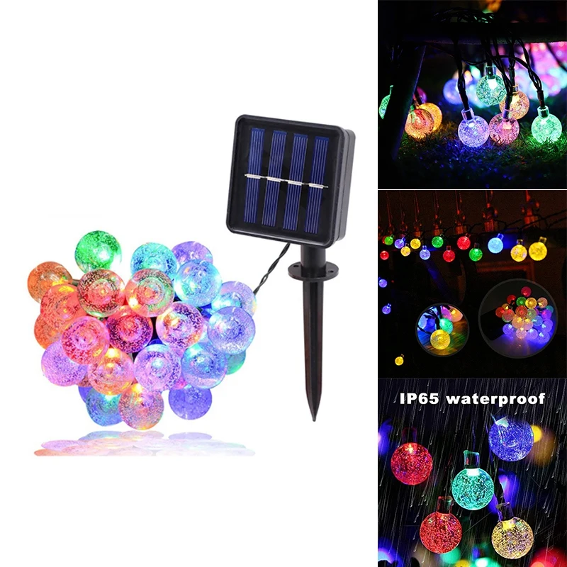 ソーラーパワーLEDクリスタルボールランプ,妖精,屋外,庭,クリスマスの装飾