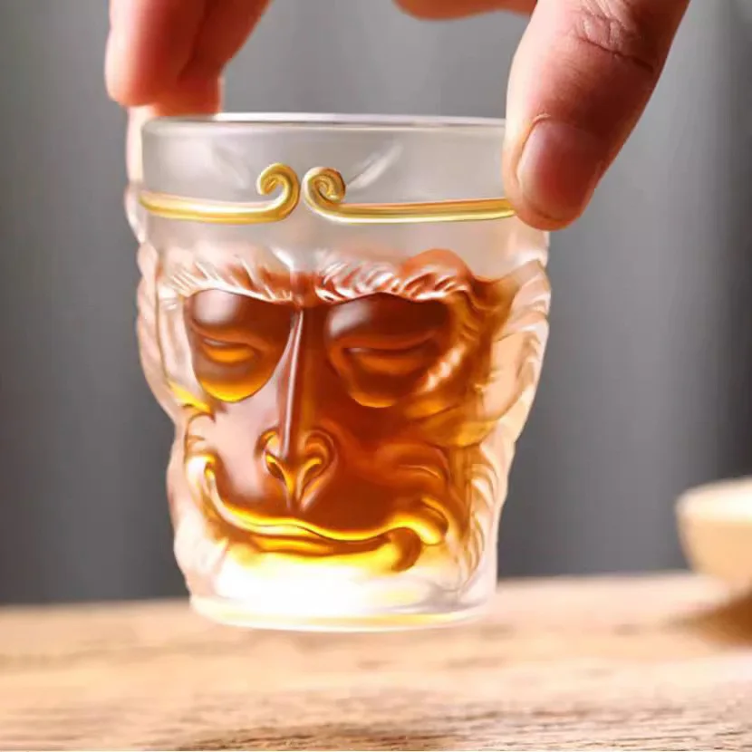 Black Myth Wukong Whiskey Cup 120Ml/4Oz Glass Cup Monkey King Cup Glass Spirits Wine Glasses Fu Tea Cup Home Drinkware