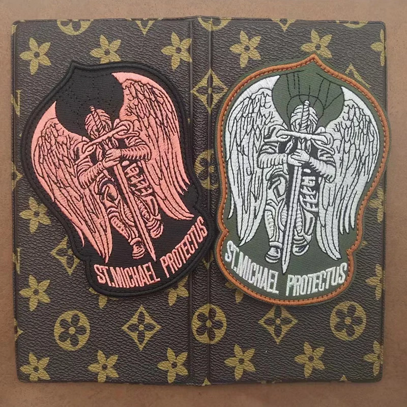 ST. MICHAEL PROTECT US Embroidered Badge Tactical Stickers On Clothing With Hook And Loop