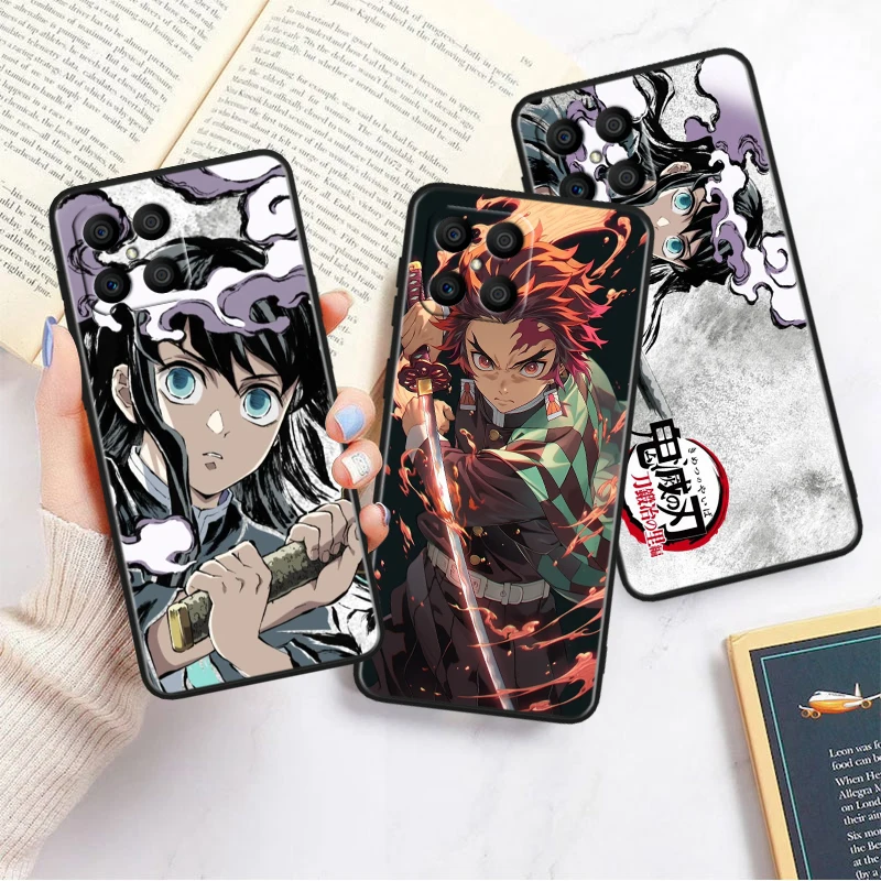 Demon Slayer Anime For Honor Magic 5 X30 X9A X8A X7A X6 80 70 60 50 30 20 V20 Pro Plus Cover morbida nera per telefono