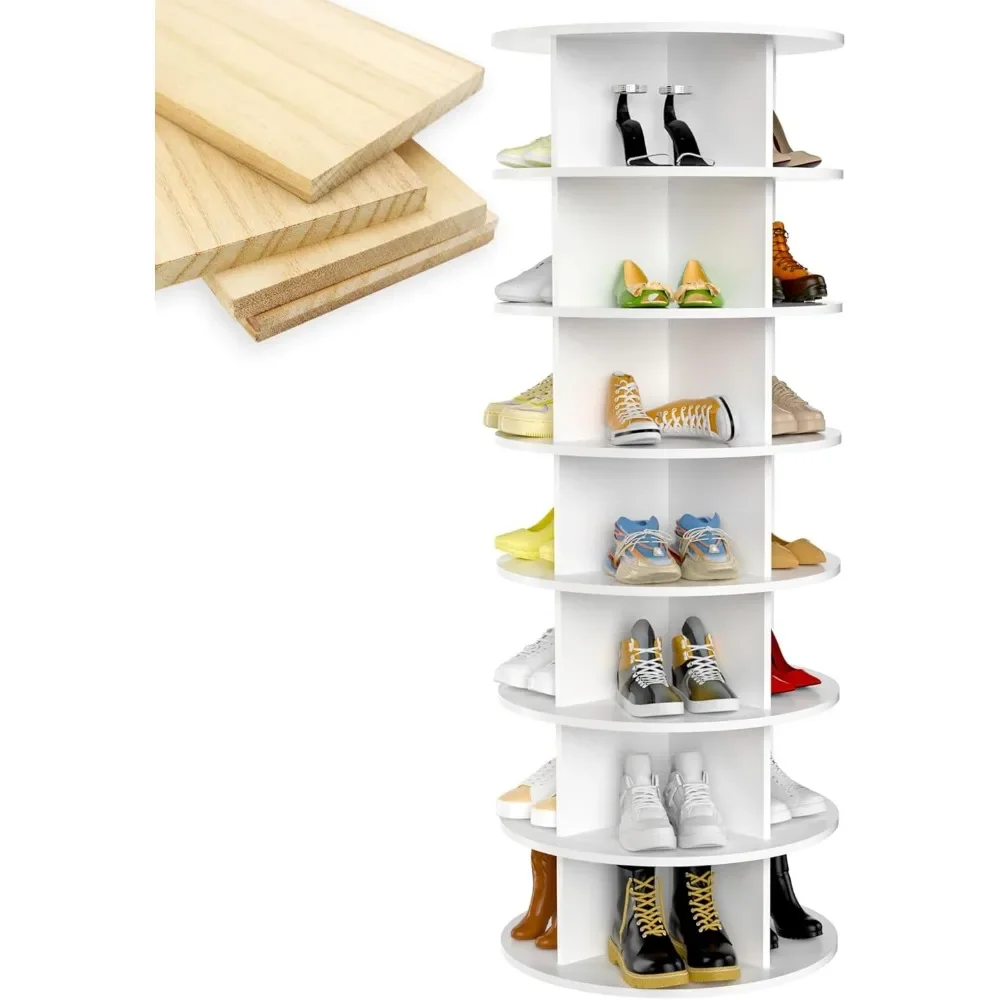 Rotating Shoe Rack Tower, 7-Tier Spinning Shoes Rack, Free Standing 360° Revolving Shoes Organizer, Shoe Hanger