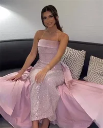 Customized Jiayigong High quality Strapless Sheath Party Celebrity Sequin Draped Fold S vestidos de ocasião formal فساتين سهره