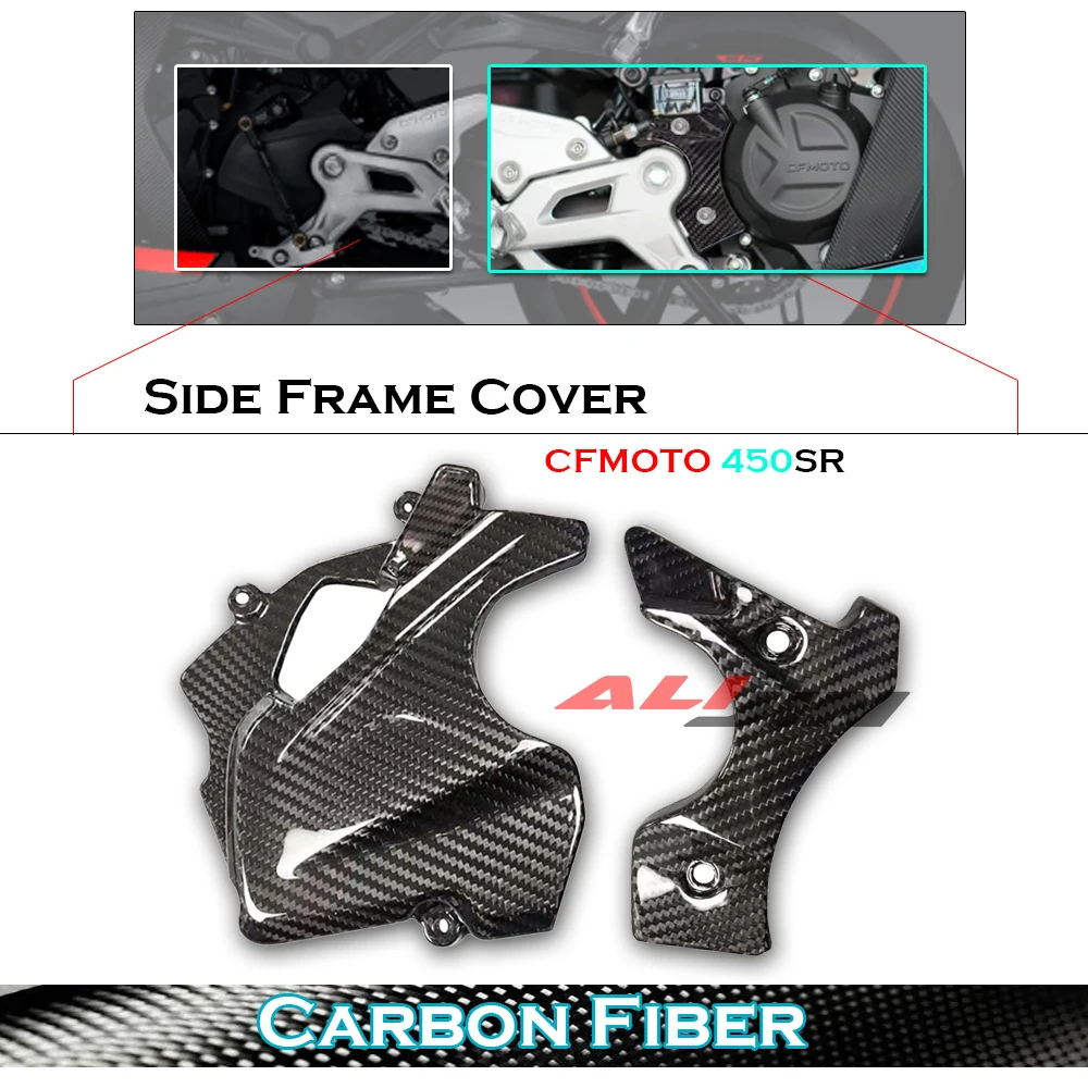 

100% Carbon Fiber Left Right Engine Frame Cover Sprocket Case Cover Fairing Protector Cowling Panel CFMOTO 450SR CF450 2022 2023