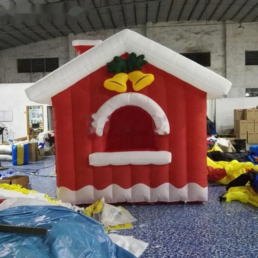 wholesale Pretty Outdoor Inflatable Christmas House Red Xmas Cabin Santa Grotto Square Tent For Holiday Decoration