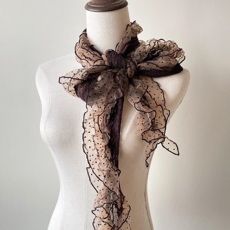 

Новый легкий сетчатый шарф в стиле New Wave Point, милый корейский ретро-шарф в стиле Ins, реквизит для фотосессий, теплый солнцезащитный милый шарф