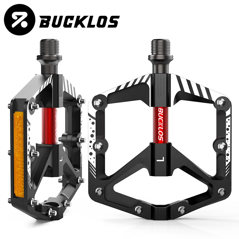 

Педали для горного велосипеда BUCKLOS, нескользящие велосипедные педали из алюминиевого сплава с отражателями, подшипники DU, велосипедные платформы, педали 9/16 дюйма