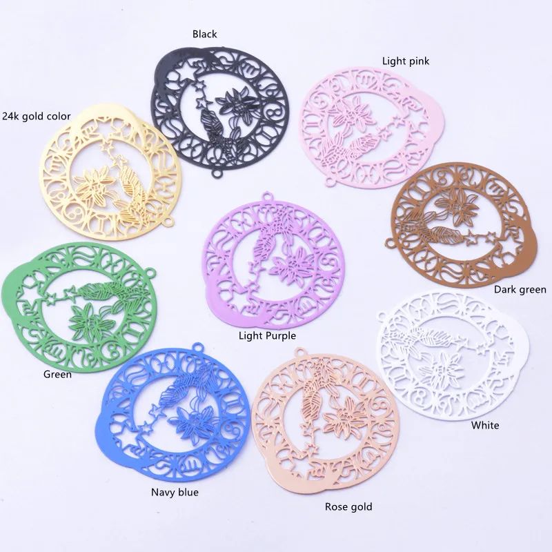 30pcs AD3551 33*31mm Brass Round Dream Catching Charms  Filigree Jewelry  Earring Findings