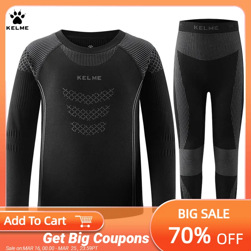 

Kelme Children's Quick Drying Clothes Set Outdoor Running Sports Long Sleeve Knitted Training Base Shirt For Boys And Girls