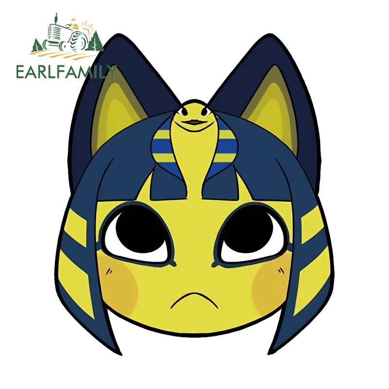 EARLFAMILY Chibi Ankha Anime Stickers Lovely Cartoon Computer Cooler Decal Occlusion Scratch Vinyl Car Wiper Door Window Decor