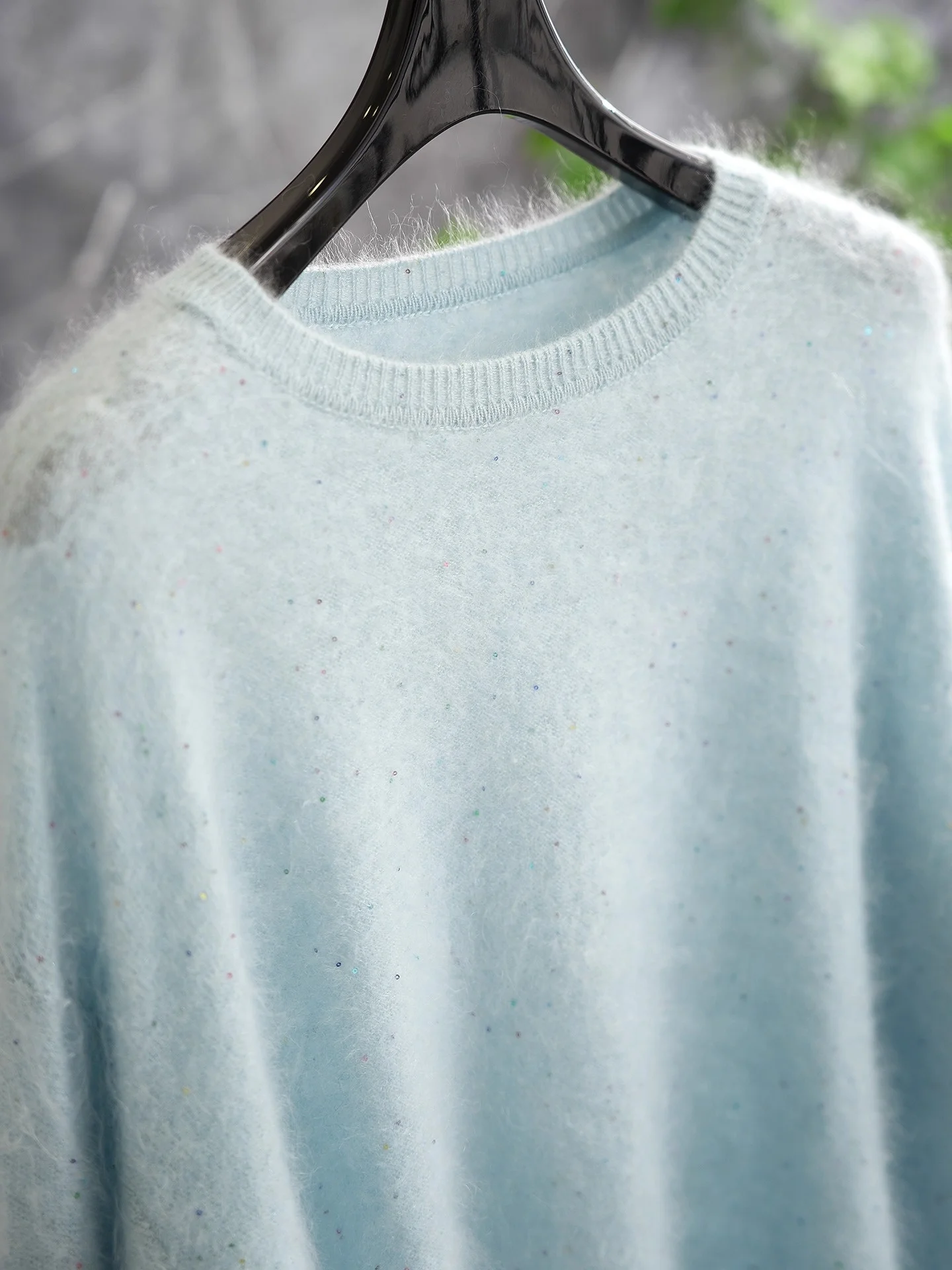 

Кашемировый свитер из смесовой шелковой пряжи, молочно-голубой, мягкий, теплый, с длинным рукавом, круглым вырезом, женский, модный