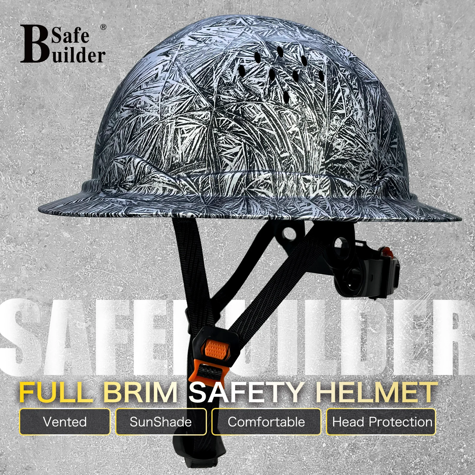 Full Brim Hard Hat Construction Work Men ANSI Approved HDPE Safety Helmet For Engineer Industrial with 6 Point Adjustable