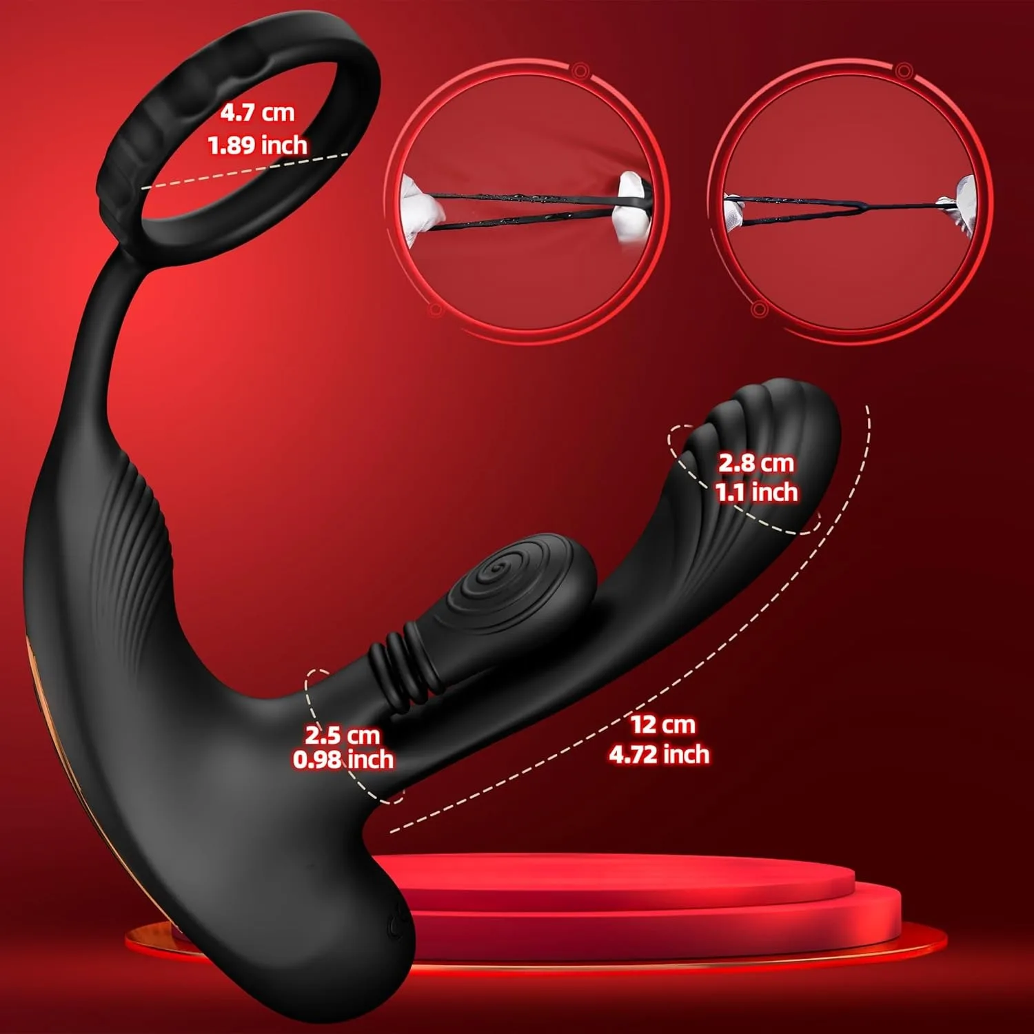 Anal Vibrator Prostate Massager with Cock Ring Buttplug Stimulator with 10 Kneading & 10 Vibrating Modes Sex Toys for Men Gay