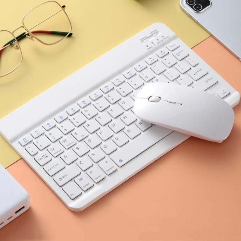 Ultraschlanke Bluetooth-Tastatur, tragbar, Mini, kabellos, wiederaufladbar, für Apple iPad, iPhone, Koreanisch, Japanisch, Englisch