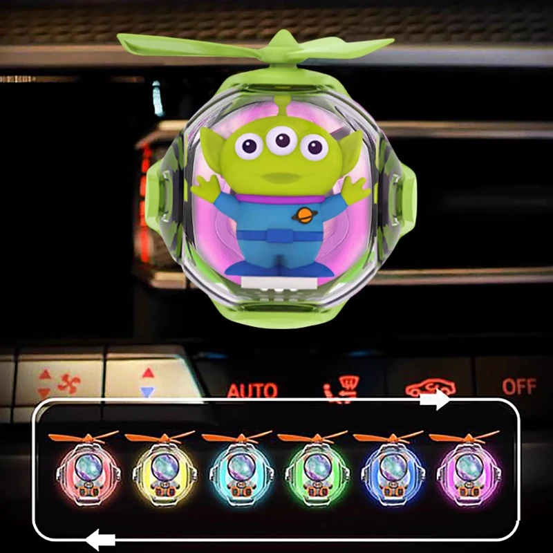 Disney Lilo & Stitch Mobil Bola Terbang Dekorasi Lampu Suasana Anime Kartun Buzz Lightyear Hadiah Mainan Ornamen Saluran Udara Mobil