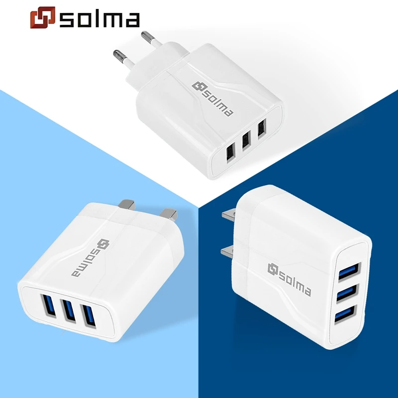 EU/US/UK  3 Ports USB Travel Charger Charge Wall Charging For iPhone Samsung Xiaomi Mobile Plug Charging Adapter