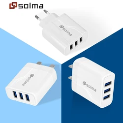 EU/US/UK 3 Ports USB Travel Charger Charge Wall Charging For iPhone Samsung Xiaomi Mobile Plug Charging Adapter