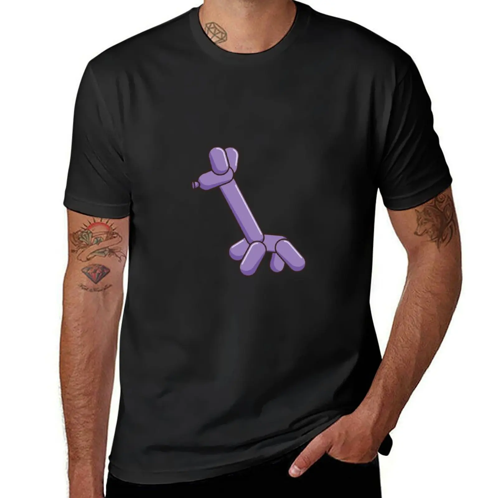 Whimsical Balloon Giraffe - Playful and Colorful Balloon Animal Illustration T-Shirt tops cute tops Men's cotton t-shirt