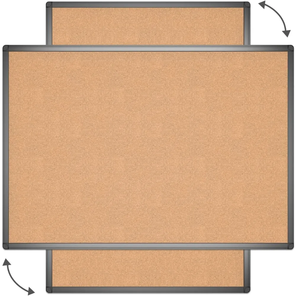 VIZ-PRO Cork Notice Board, 48 X 36 Inches, Cork Bulletin Board with Black Aluminium Frame