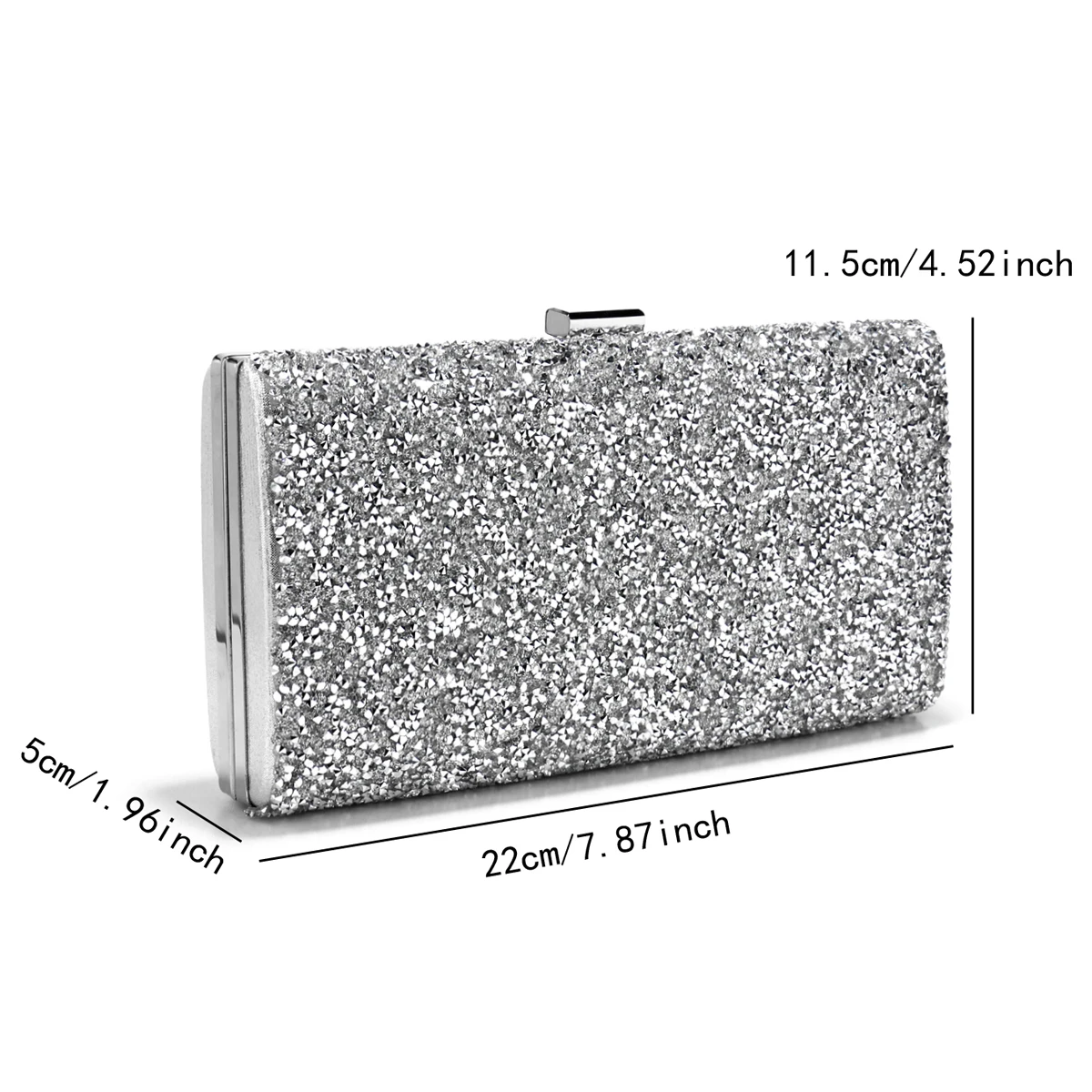 Rhinestones Fashion Evening Bags One Side Bling Silver Color Metal Chain Clutch Wedding Luxury Prom Dinner Handbags view 6