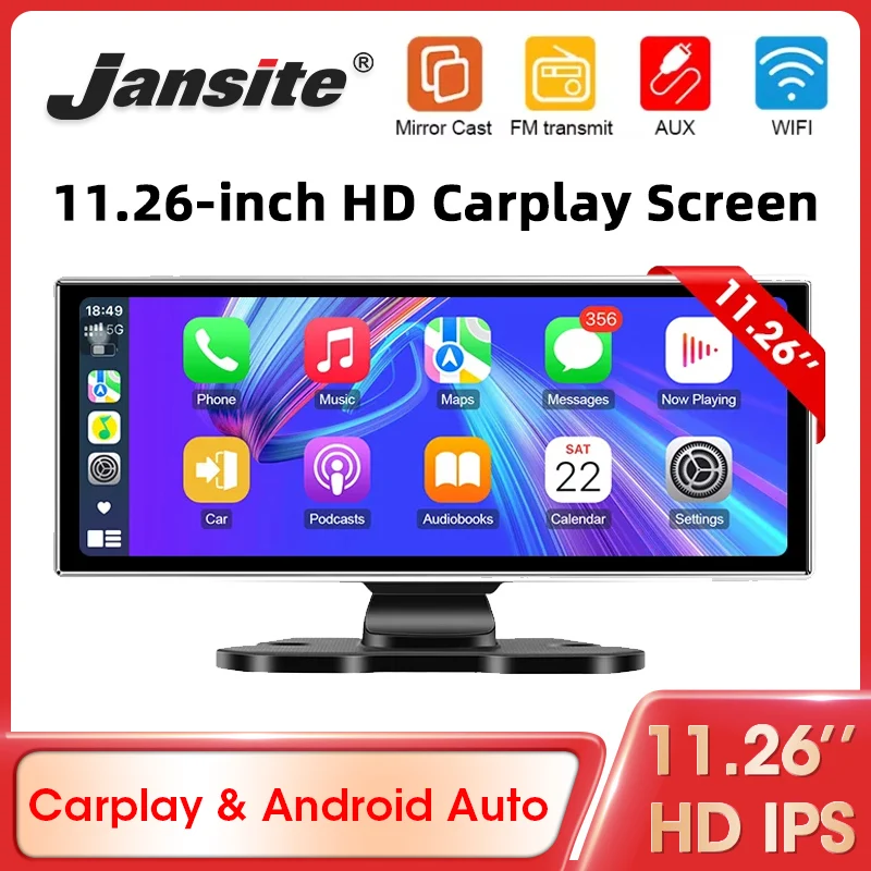 

Jansite 11.26 Inch IPS Car Carplay Screen Android Auto Multimedia Video Player Car Radio with Bluetooth Stereo Type-C FM AUX