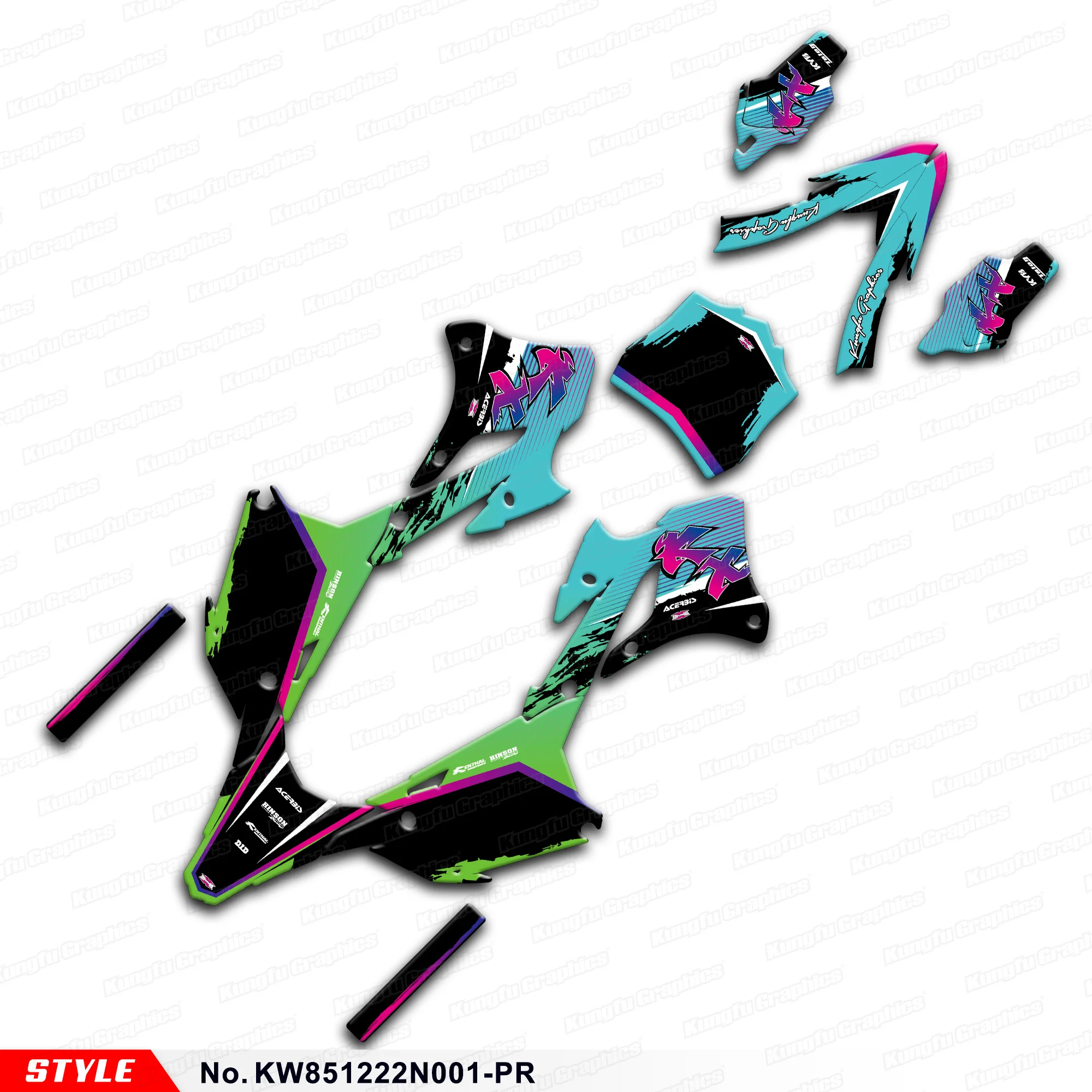 

Комплект наклеек JY Racing Graphics для Kawasaki KX85 KX112 2022 2023 2024 2025, восстановление, KW851222N001-PR