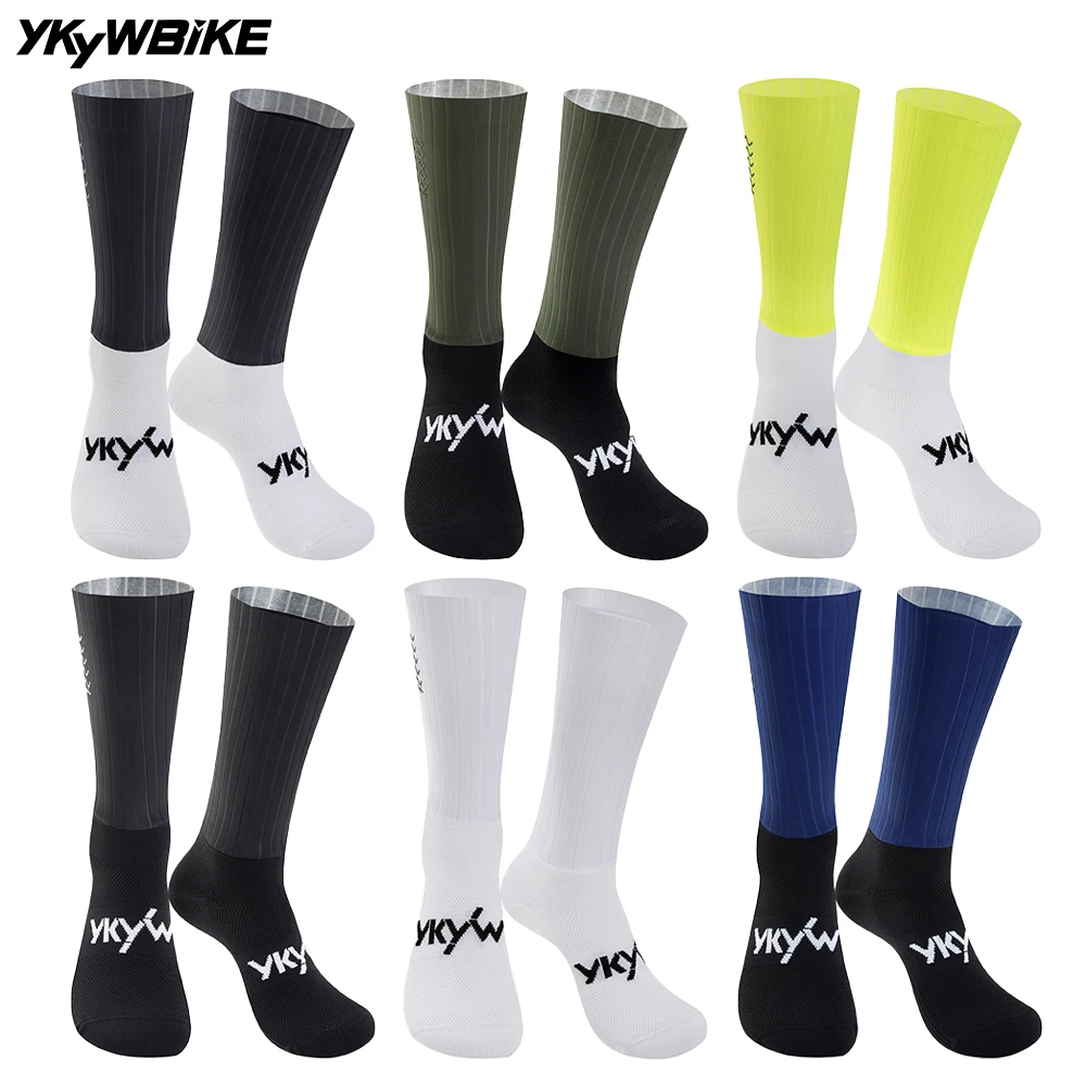 YKYWBIKE 2026 Cycling Socks Non-Slip Stripe Road Bike MTB Socks Pro Racing Aero Spoke Sports Socks Wider  Outdoors Bicycle Socks