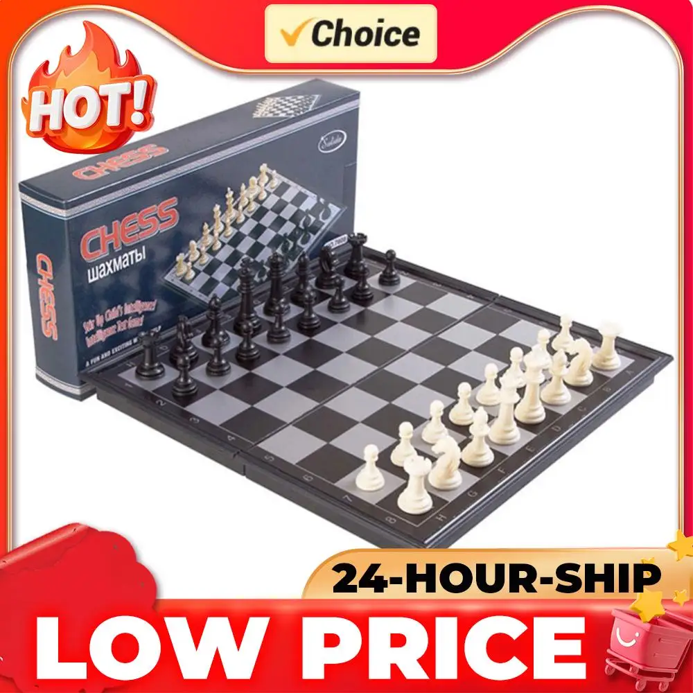 

Folding Magnetic Chess 19.5*19.5cm Portable Chess Board Plastic Chessboard Game Gift for Adult Kids Beginner