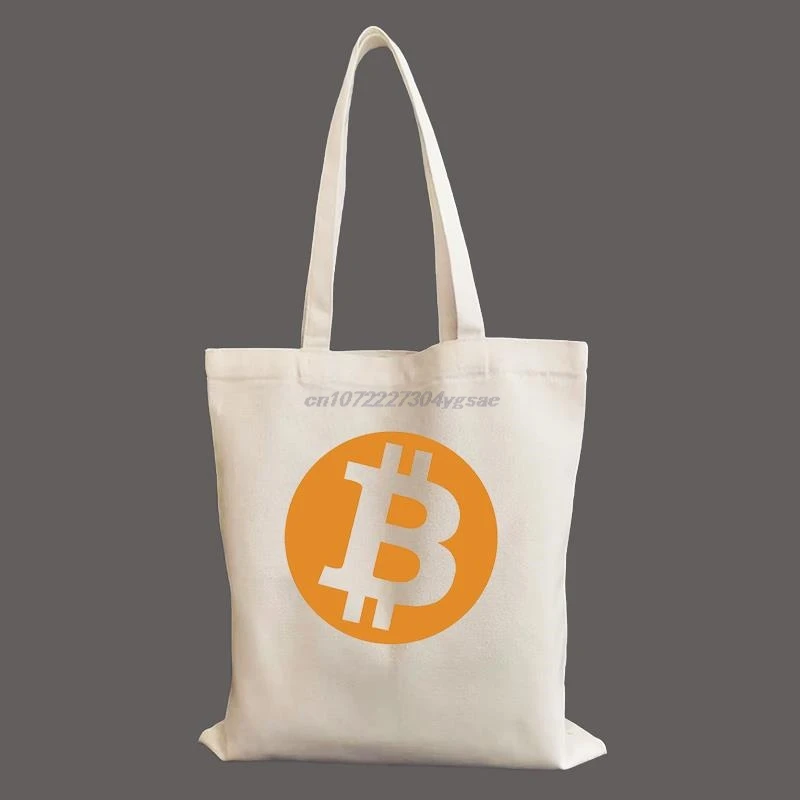 Bitcoin BTC Cryptocurrency Crypto Blockchain graphic Canvas Fashion Shoulder Bag Student Female Handbag Reusable shopping bags