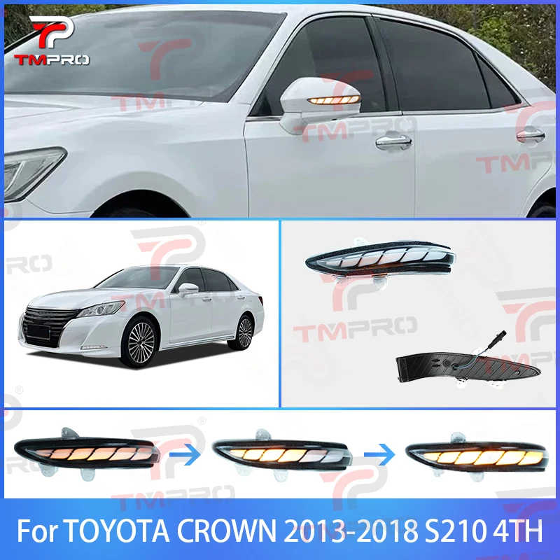 

Для Toyota 14th Crown SAI зеркало заднего вида дневной свет приветственный свет динамический сине-белый указатель поворота боковое зеркало сигнальная мигалка