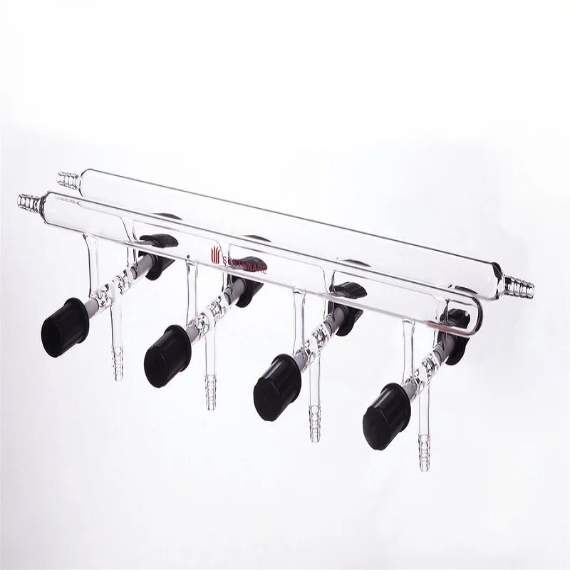 SYNTHWARE Vacuum gas distributor with double row pipes, MANIFOLD, VACUUM/INERT GAS, DOUBLE, Borosilicate glass, M47