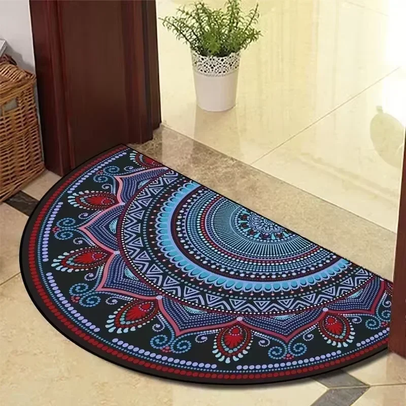 VIKAMA Bohemian Half-Circle Doormat Comfortably Soft and Warm Noise-Reducing Entrance Hallway Mat Bathroom Rug Home Decor