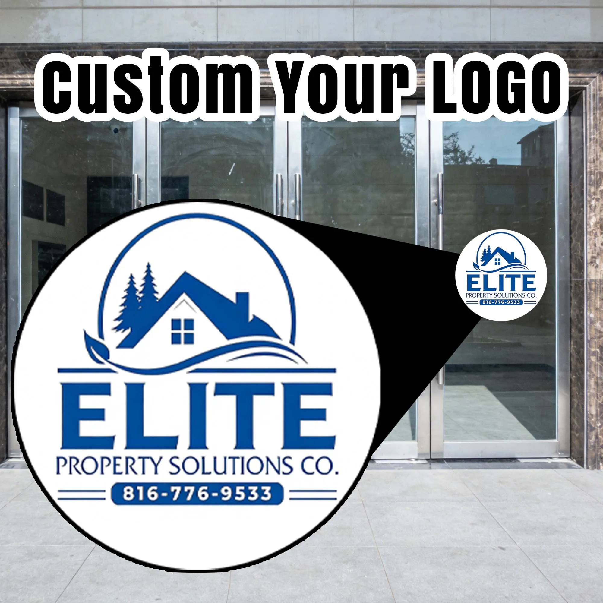 

1 шт. персонализированная круглая виниловая наклейка на стекло, водонепроницаемая, для витрин, магазинов, автомобилей, коммерческой рекламы