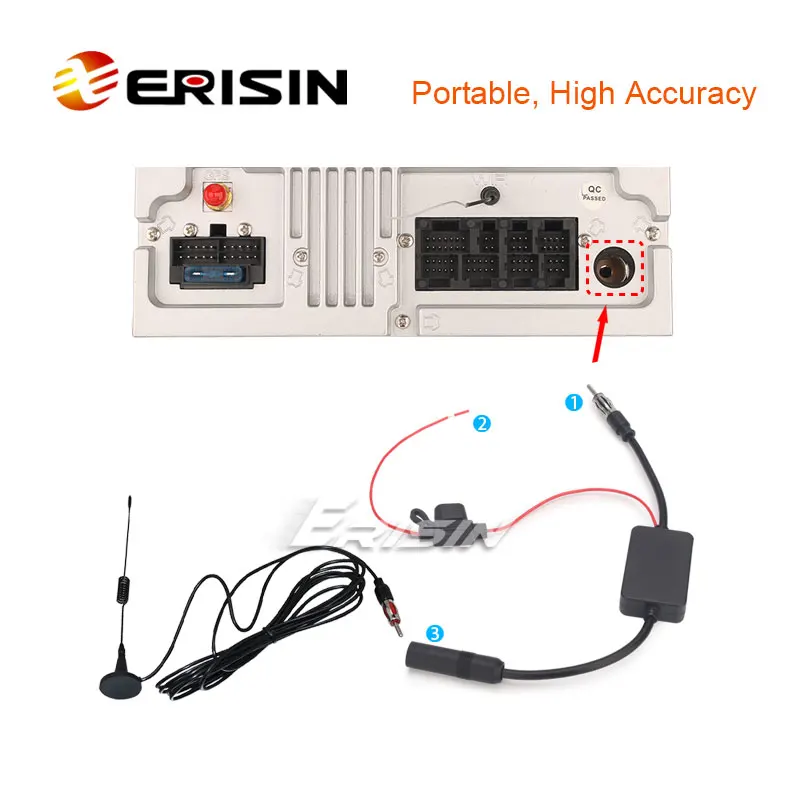 Erisin ES162 FM/AM مكبر صوت أحادي مضاد للتدخل راديو السيارة هوائي العالمي راديو الداعم Din نوع #3