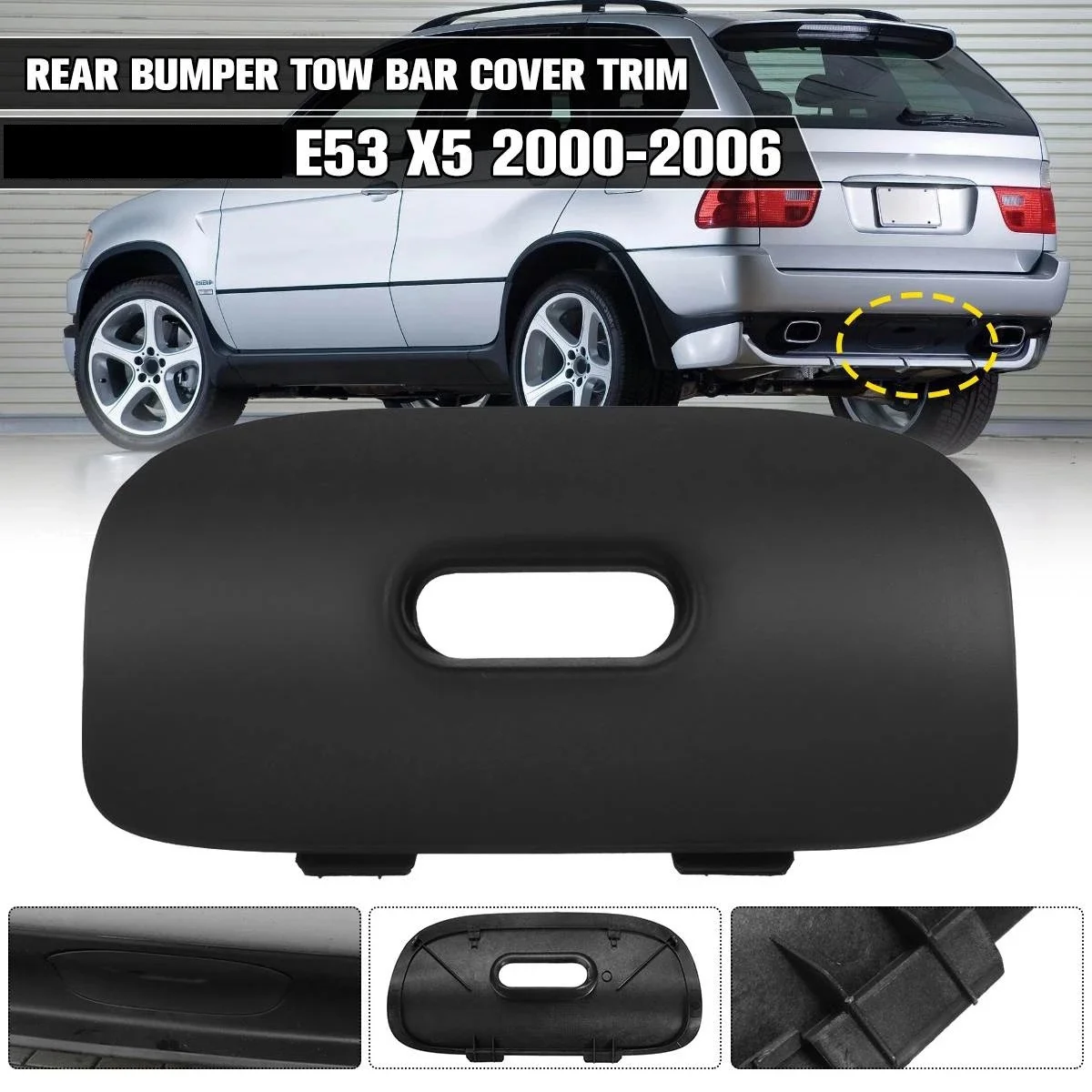 Bumper Cover Car Rear Bumper Tow Hook Cover Rear Bumper Cover Flap for -BMW X5 E53 2000-2006 51128402327