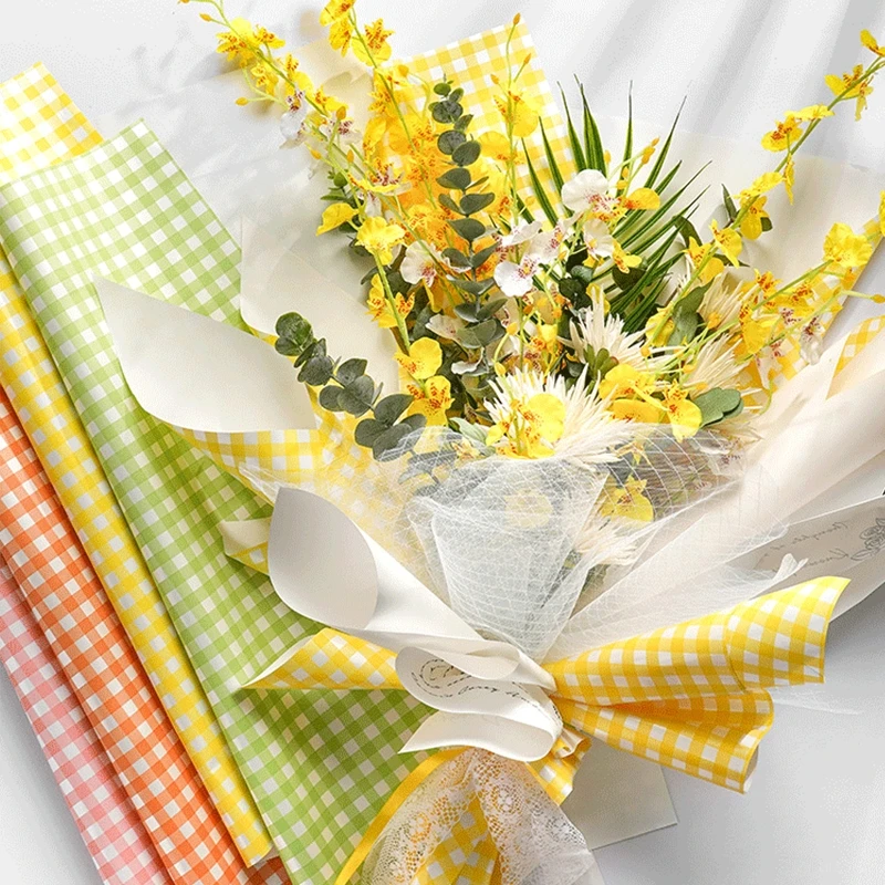 58*58cm Checkered Flower Wrapping Material For Florist Birthday Party Gift Packing Decor Material Waterproofing Diy Crafts