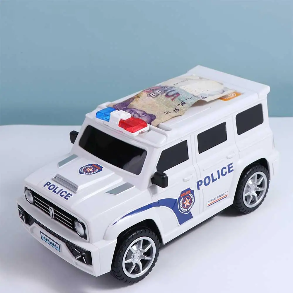 Fingerprint Password Saving Box para crianças, modelo de carro Piggy Bank, Money Saving Box, Swat Toys, presente para crianças