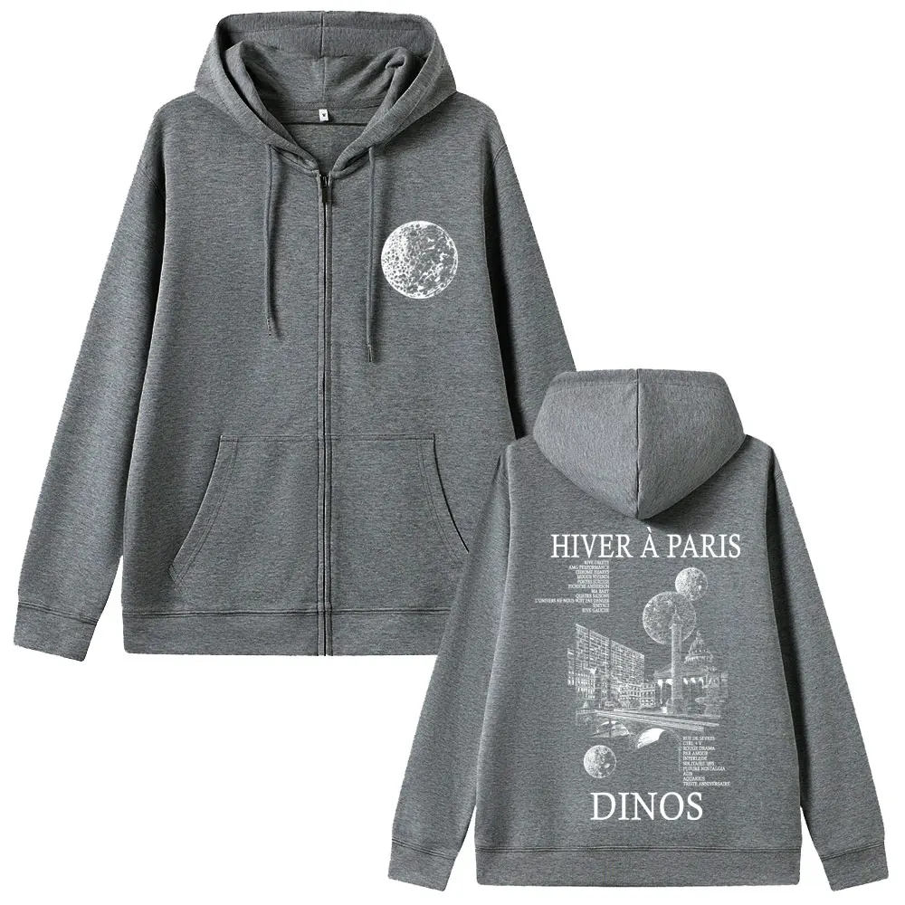 래퍼 디노스 히버 아 파리 앨범 그래픽 지퍼 후디 남녀 힙합 패션 팝 음악 스트리트웨어 남성 캐주얼 집업 재킷