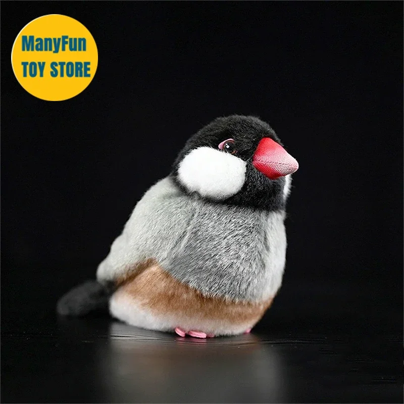 Realistic Java Sparrow Plush Toy Gray Bird Plushie Mannikin Peluche Lifelike Java Finch Stuffed Animal Simulation Gift Kids