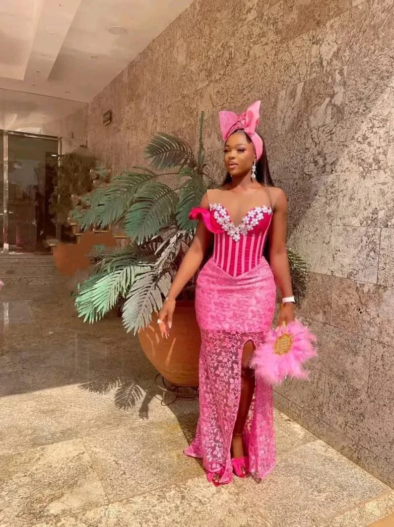 

Customized Elegant Mermaid Lace Decal Women's Party Evening Dress Sexy V-neck Split Formal Occasion Second Reception Ball Dress